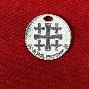 Jerusalem Cross Pendant Medallion - Crusaders Cross Silver Toned